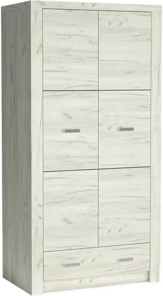 Dulap INDIANAPOLIS I1, stejar craft alb, PAL laminat, cu 2 usi si un s