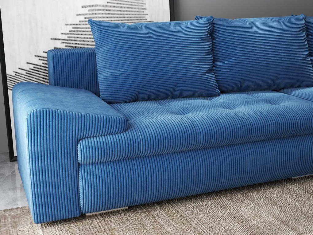 Colțar extensibil dumonde cu ladă de depozitare si sezut confortabil din spuma high-density, Leonardo Zoom Albastru 260x185 cm II