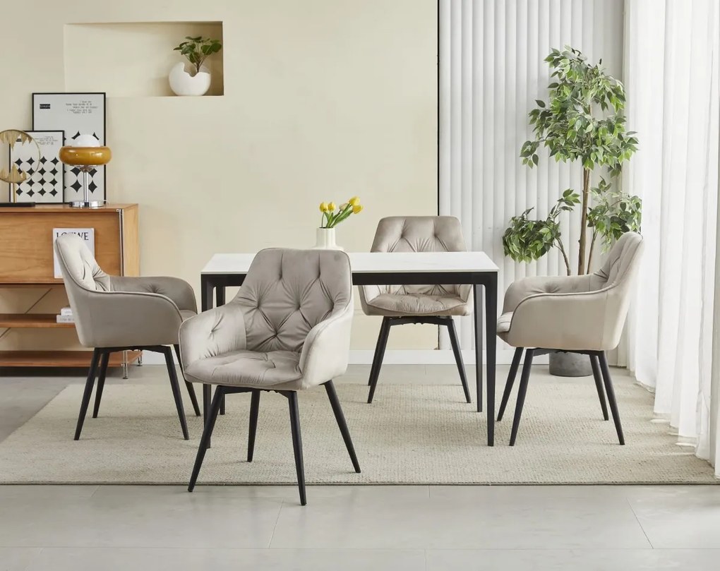 Scaun de masa rotativ JORK360 VELVET, bej
