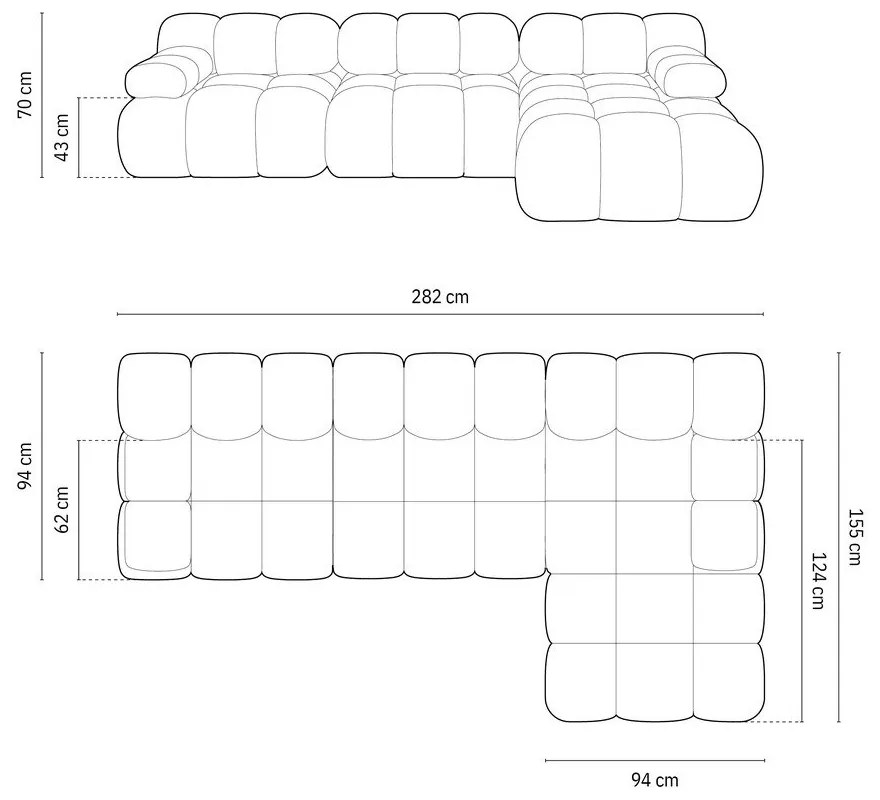 Colțar modular bej cu tapițerie din țesătură bouclé (cu colț pe partea dreaptă) Bellis – Micadoni Home