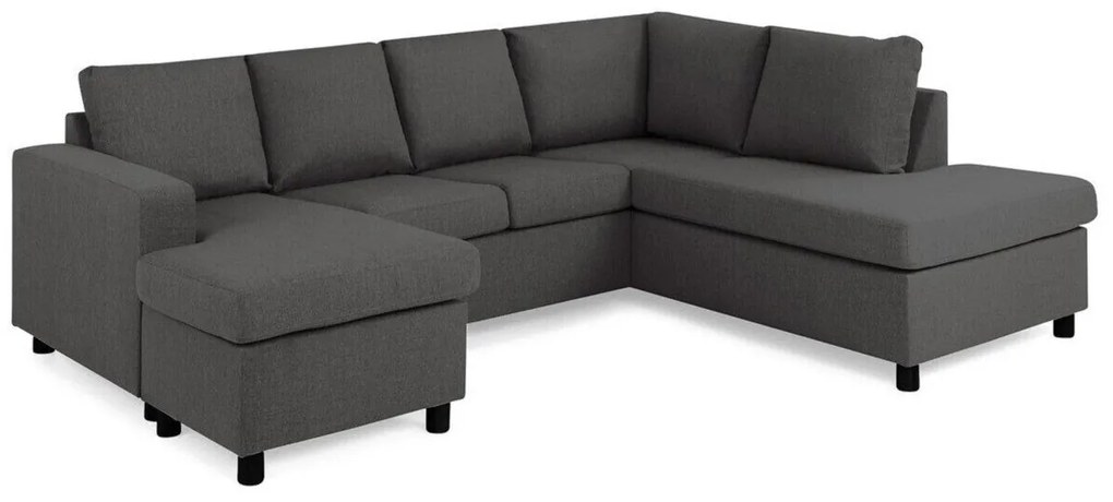 Colțar Scandinavian Choice C153Negru, Gri inchis, 254x194x82cm, Picioare: Plastic