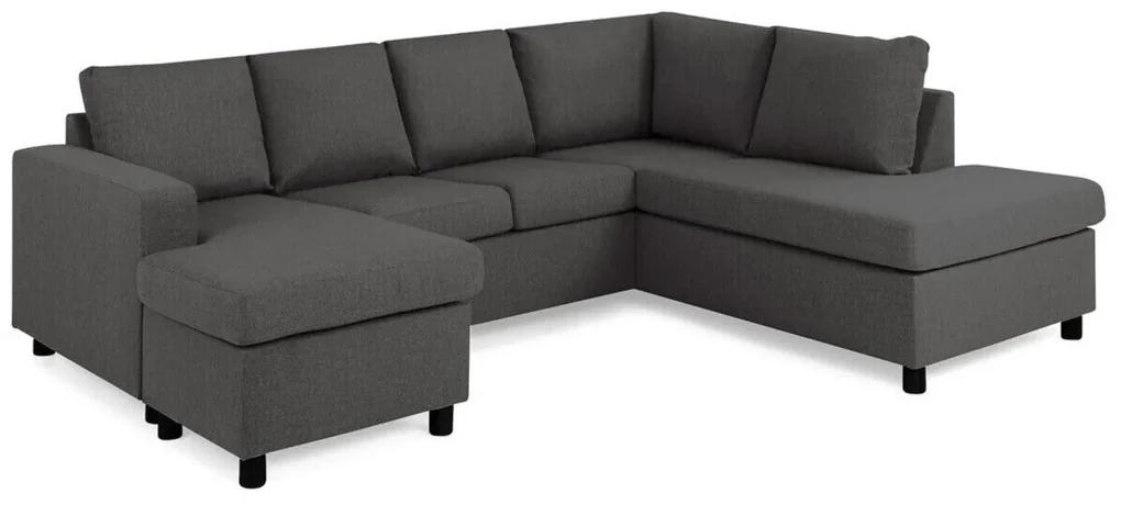 Colțar Scandinavian Choice C153Negru, Gri inchis, 254x194x82cm, Picioare: Plastic