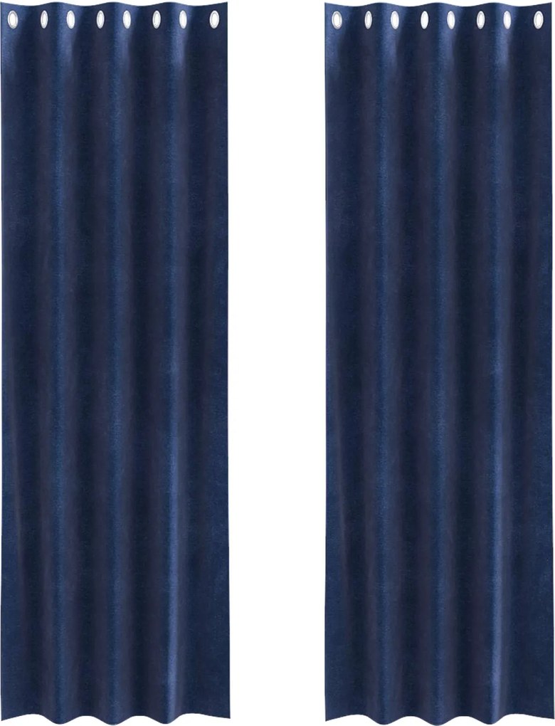 vidaXL Perdele opace 2 pcs Albastru închis 140 x 225 cm Catifea
