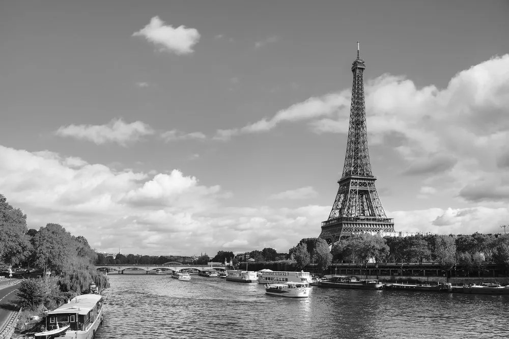 Fototapet panorama alb-negru impresionantă a Parisului