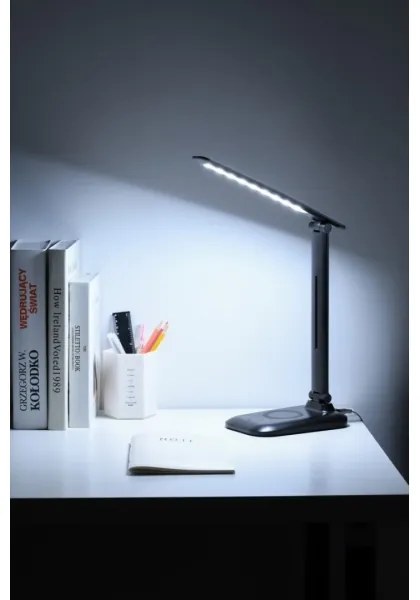 Immax 09106L - Lampă de birou LED LUMI, cu dimmer și încărcare wireless QI, LED/7W/230V, negru