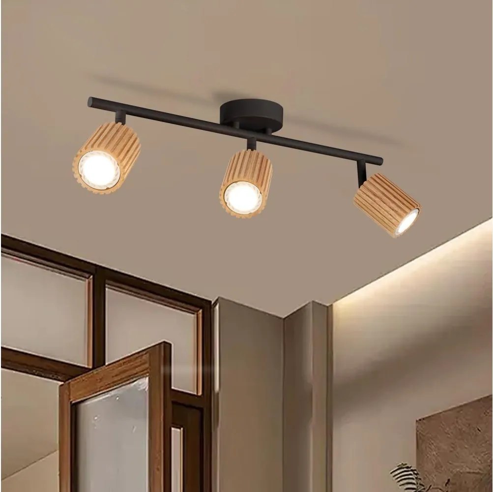 Brilagi - Lampă spot MODERN WOOD 3xGU10/8W/230V lemn/negru