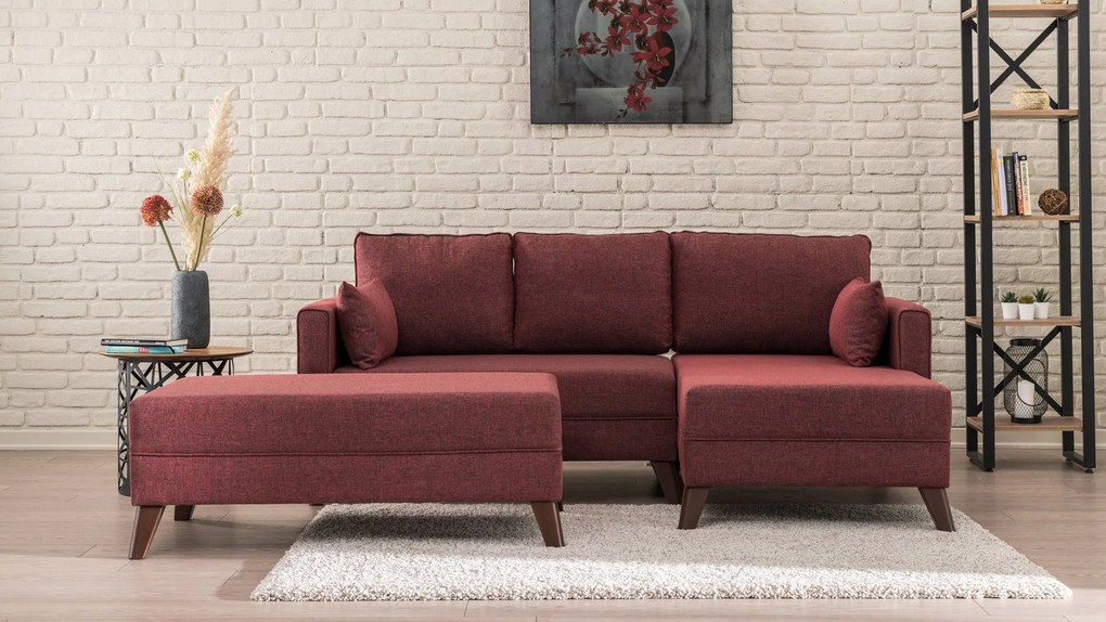 Canapea extensibilă de colț Bella Corner Sofa Right 2 - Claret Red