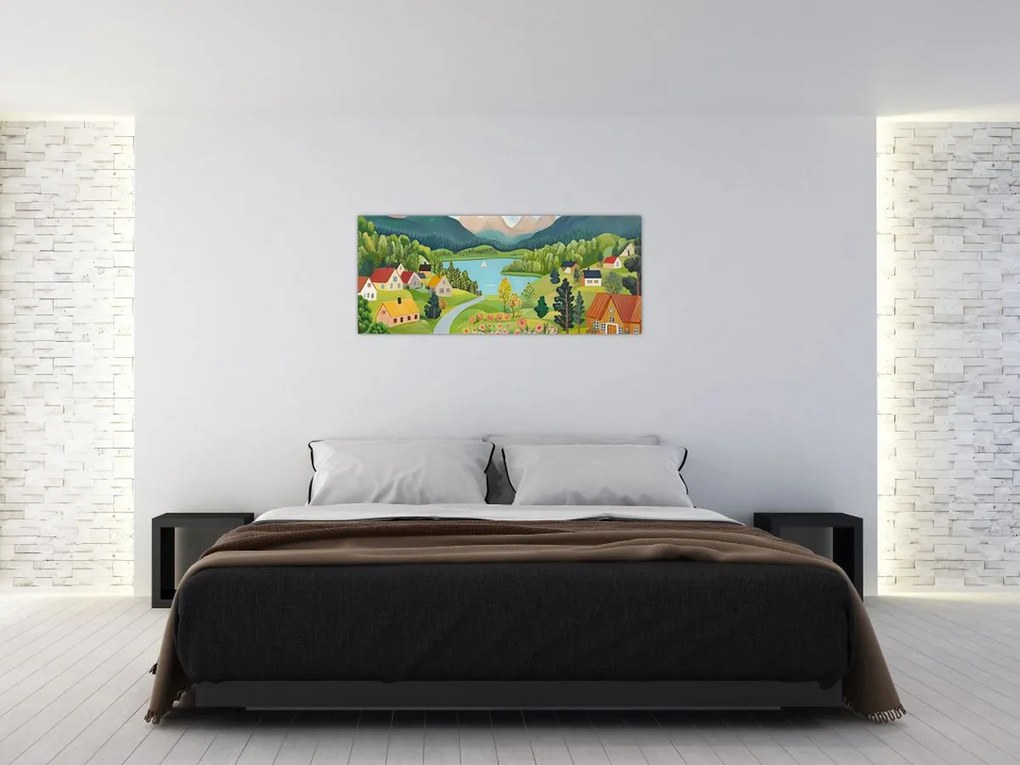 Tablou - Sat în Munți (120x50 cm)