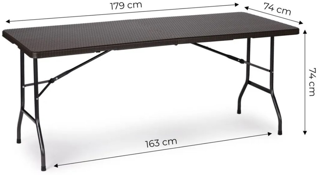 Masă pliabilă catering 180cm Brown Rattan