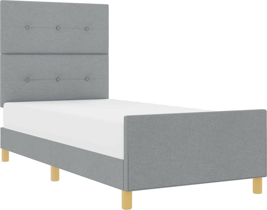 vidaXL Cadru de pat cu headboard Gri deschis 90 x 190 cm țesătură