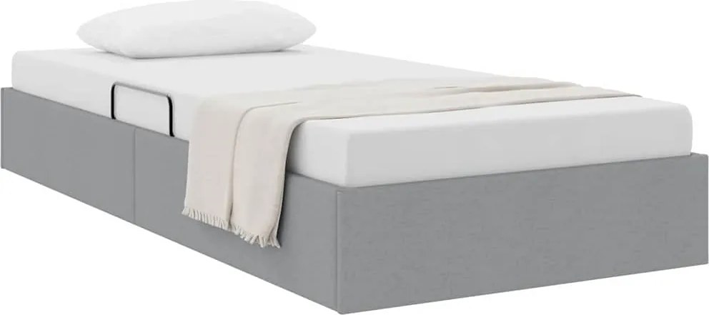 vidaXL Pat cu storage cu headboard Gri deschis 90 x 200 cm țesătură