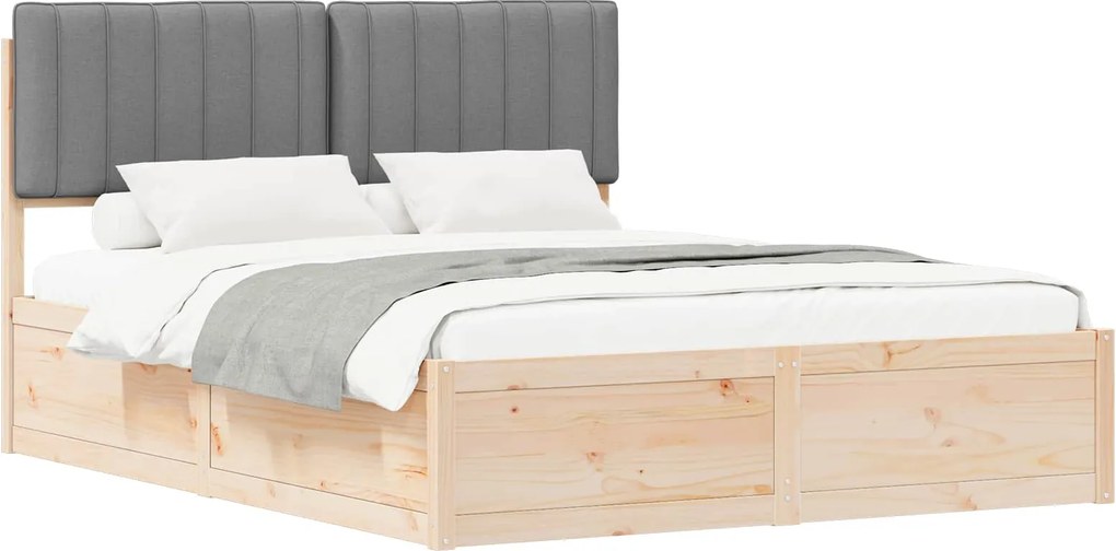 vidaXL Cadru de pat cu tăblie tapițată Gri deschis 150 x 200 cm