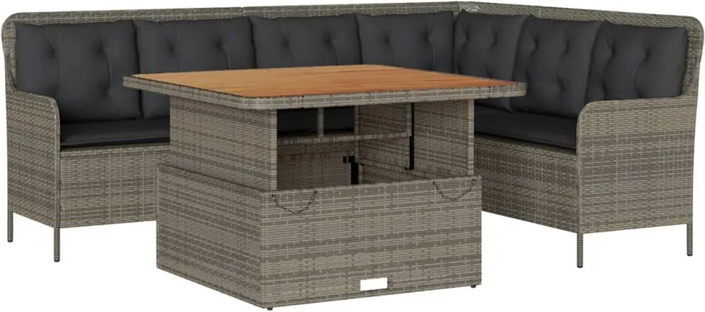 vidaXL Set canapele de grădină cu perne, 2 piese, gri, poliratan