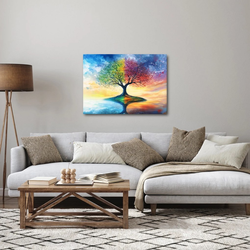Tablou – Arbore pictat al anotimpurilor (70x50 cm)