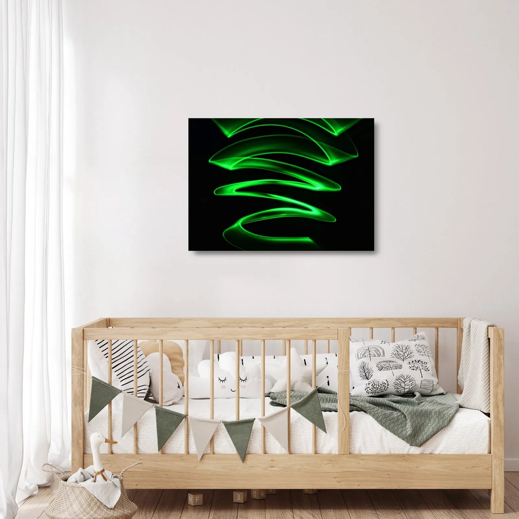 Tablou pe sticlă - valuri neon (70x50 cm)