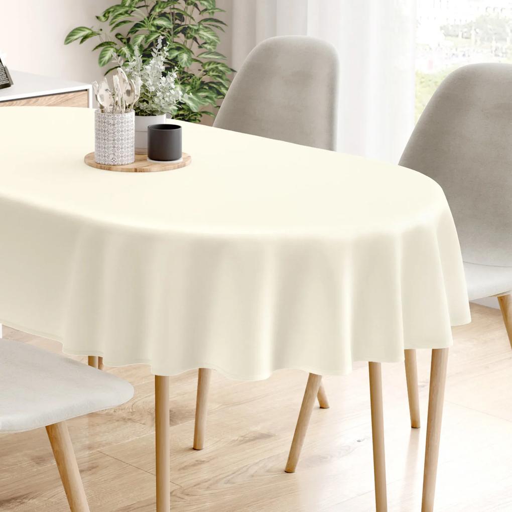 Goldea față de masă decorativă rongo deluxe - crem cu luciu satinat - ovală 120 x 200 cm