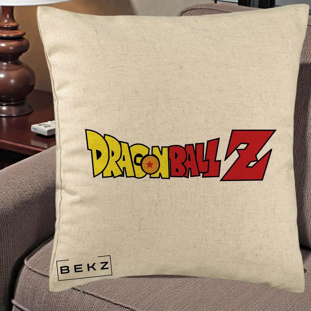 Perna Personalizata Dragon Ball Z Clasic, 40x40 cm, Bej, Husa Detasabila, Perna Inclusa, BEKZ®