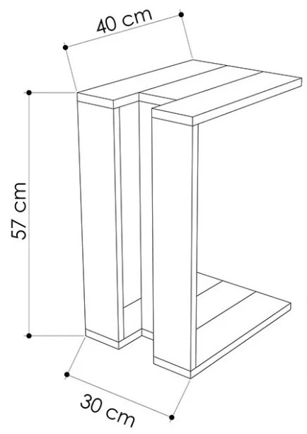 Masuta Auxiliara Muju Oak 40x30x57 cm