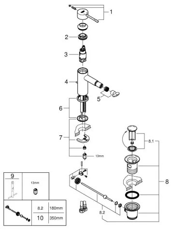 GROHE 32935DL1 - Baterie pentru bideu ESSENCE, mărime S, finisaj bronz
