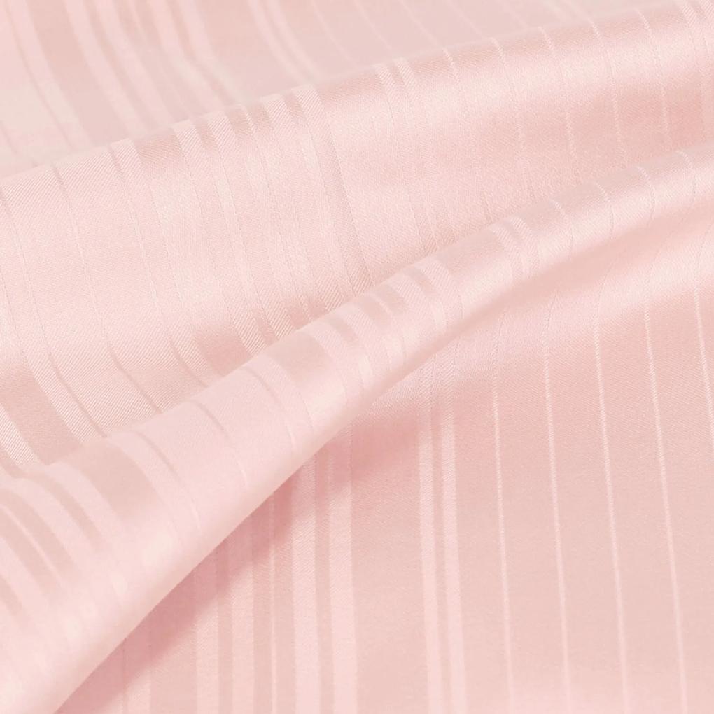 Goldea lenjerie de pat deluxe din damasc - roz cu dungi subțiri 140 x 220 și 50 x 70 cm