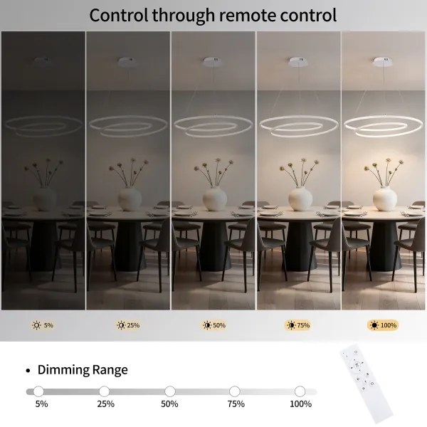 Brilagi-LED Lustră LED dimabilă suspendată pe cablu TWISTER LED/105W/230V Ø 100 cm albă + telecomandă