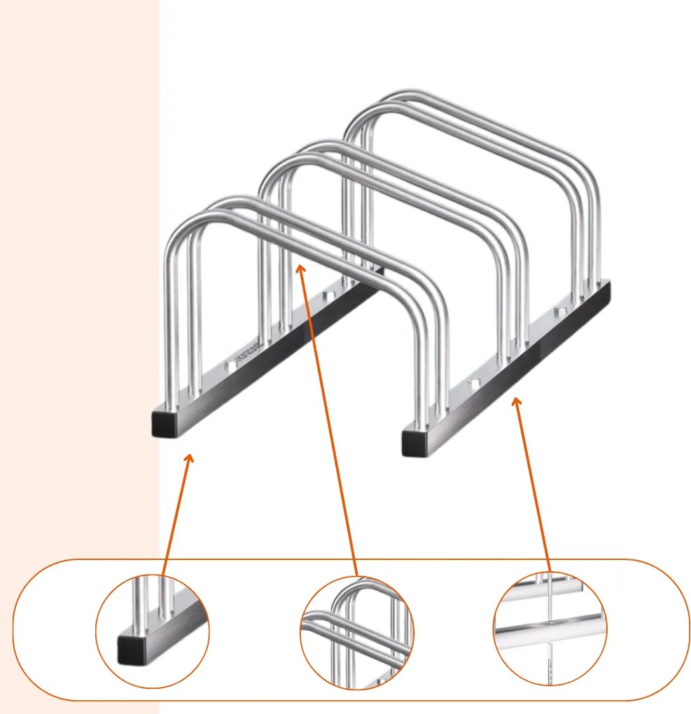 Suport pentru 3 biciclete BIKE, 84x32x27cm, argintiu Jurhan