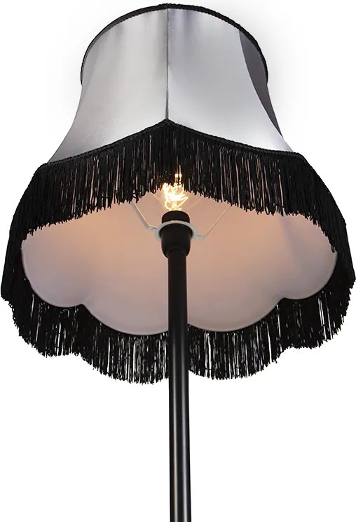 Lampă de podea retro neagră cu abajur Granny negru cu gri 45 cm - Simplo