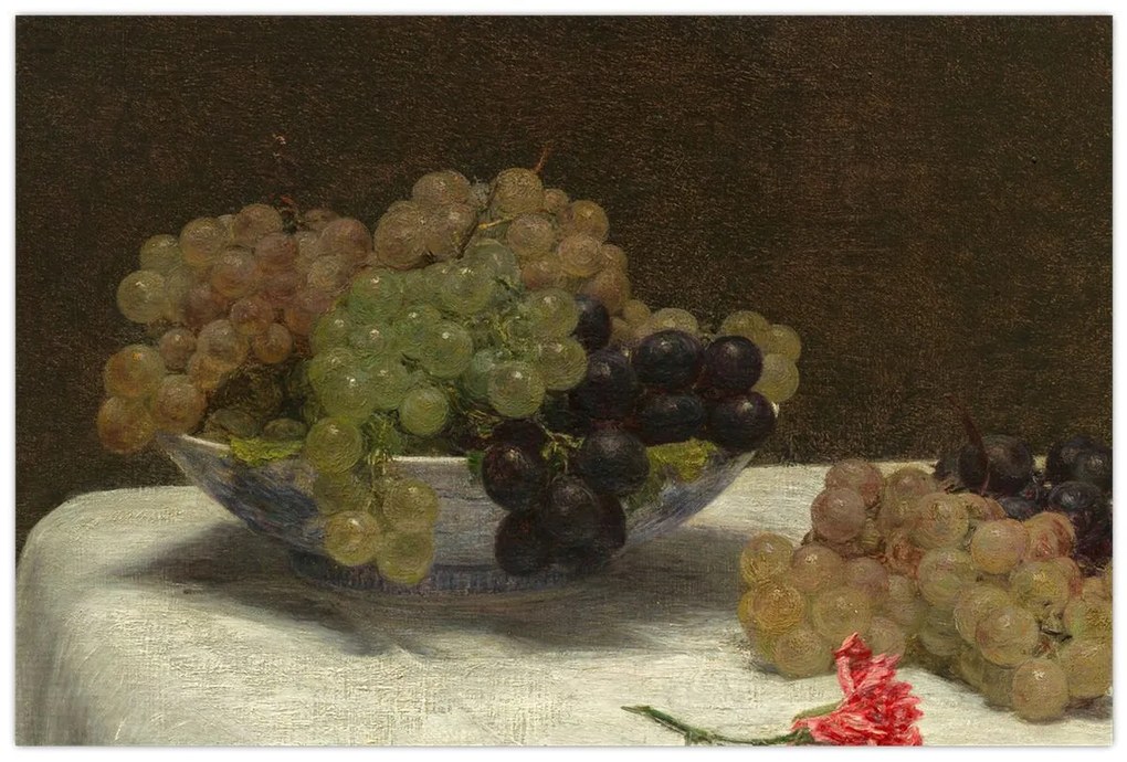 Tablou - Henri Fantin-Latour, Still Life with Grapes and a Carnation, reproducere (90x60 cm)