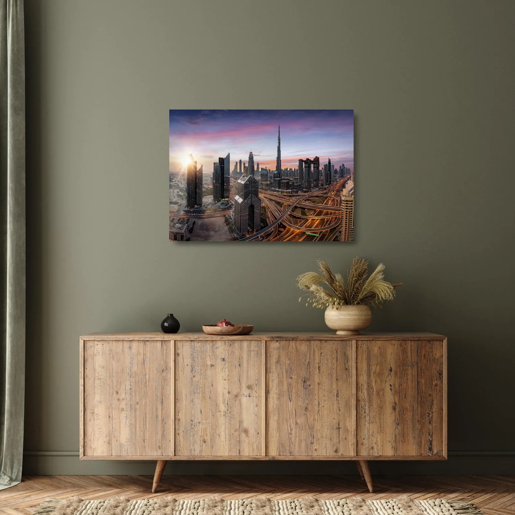 Tablou pe sticlă - Panorama din Dubai (70x50 cm)