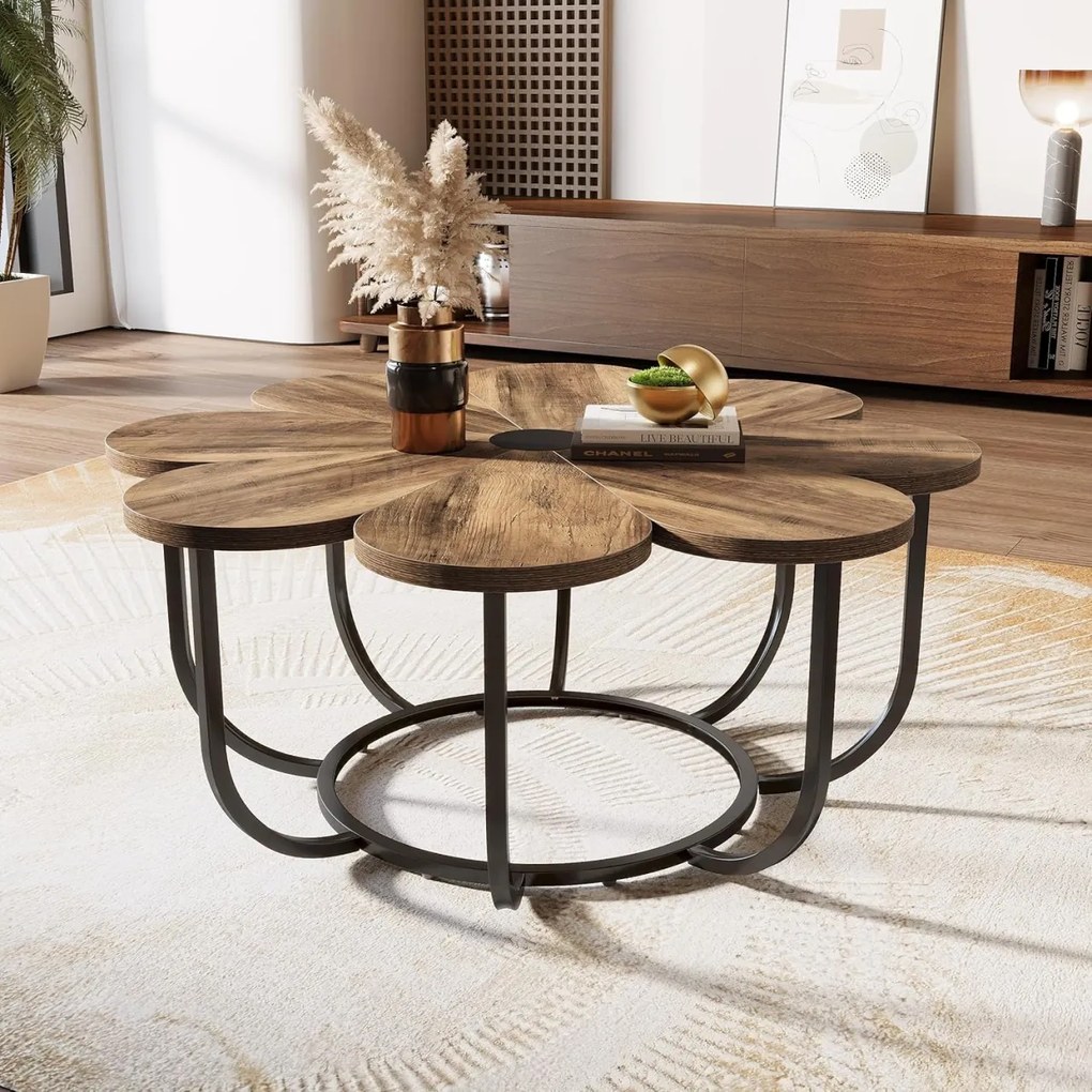 MAI21 - Masuta de cafea, 100 cm, masa living, stil industrial - Maro - Negru