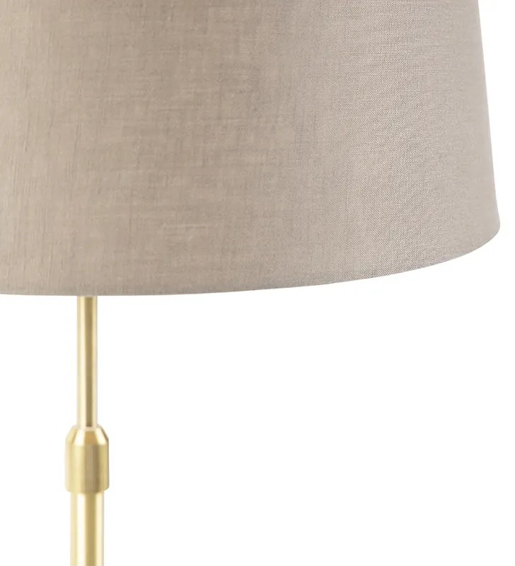 Lampă de masă auriu/alamă cu abajur din in taupe 35 cm - Parte
