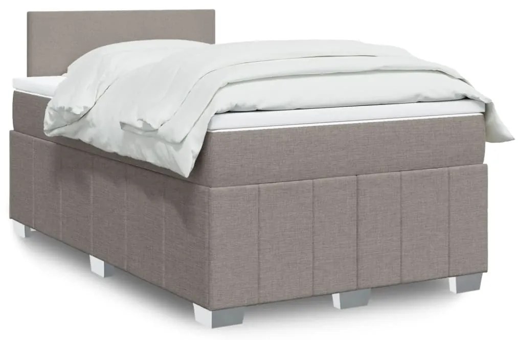 vidaXL Pat box spring cu saltea, gri taupe, 120x200 cm, textil