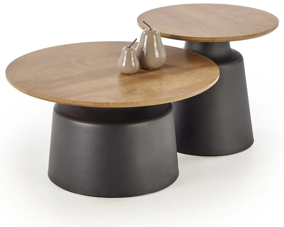 Set 2 mese de cafea Malomi natur/negru