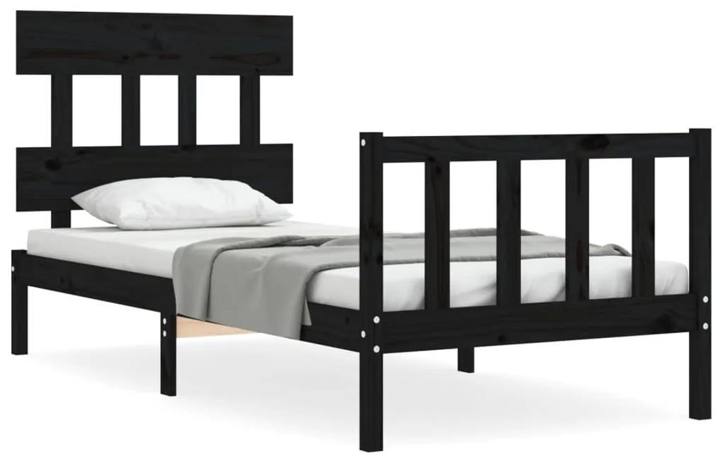3193330 vidaXL Cadru de pat cu tăblie, negru, 100x200 cm, lemn masiv