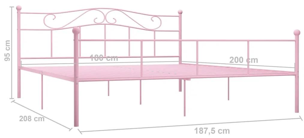 Cadru de pat, roz, 180 x 200 cm, metal Roz, 180 x 200 cm