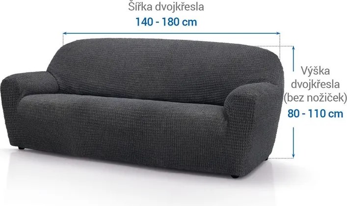 Nueva Textura Huse super elastice RUBINIA antracit fotoliu dublu (l. 140 - 180 cm)