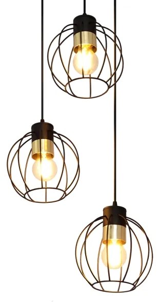 Lustră pe cablu STARLIGHT 3xE27/15W/230V neagră/aurie