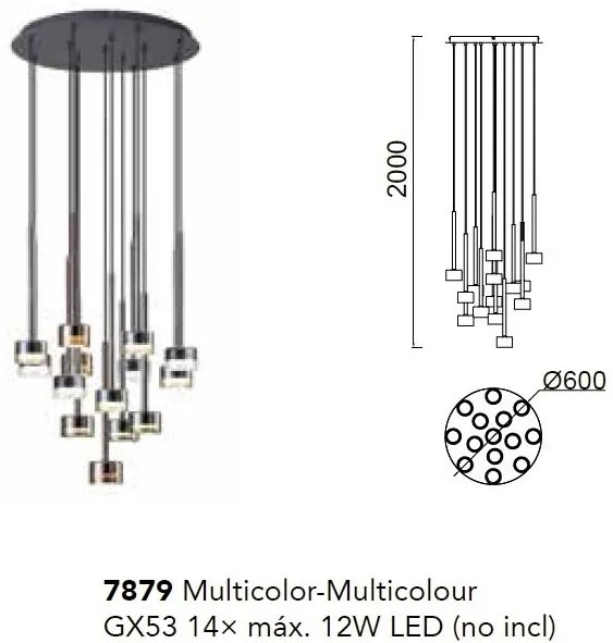 Lustra suspendata design modern TONIC 14L multicolor