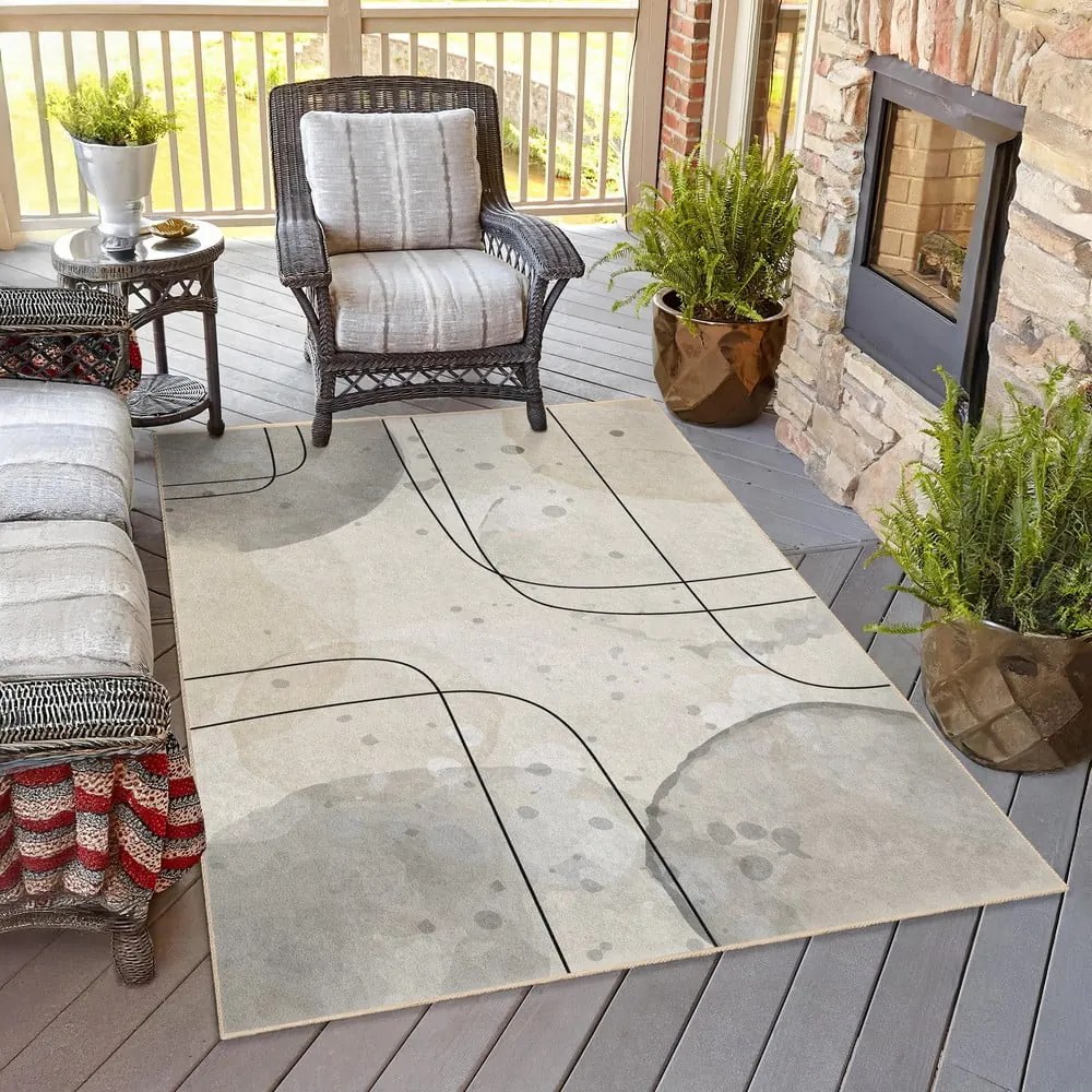 Covor tip traversă gri/crem lavabil 80x200 cm Simple Lines – Mila Home