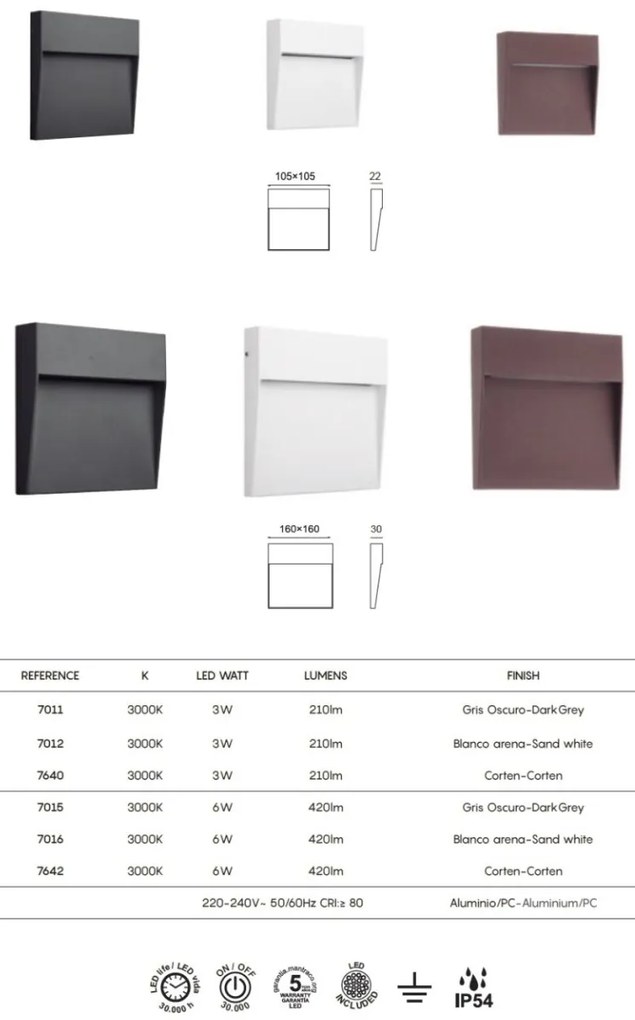 Spot LED scari iluminat exterior IP54 BAKER maro corten