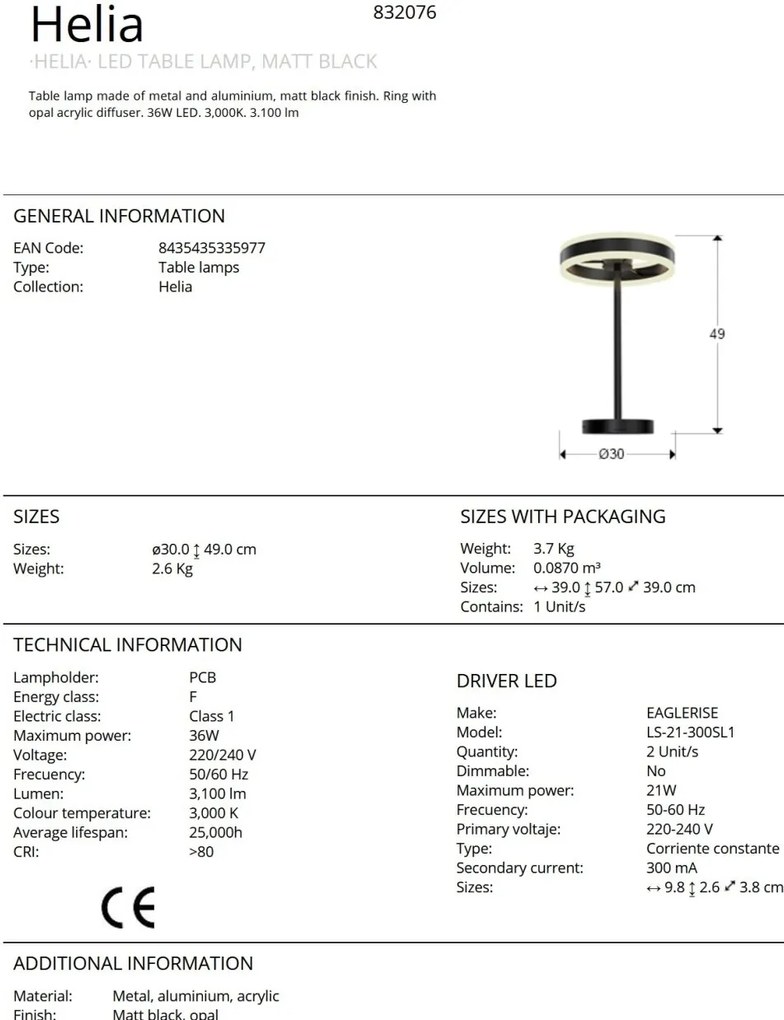 Veioza LED design modern decorativ Helia