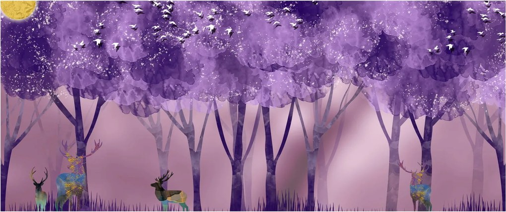Tablou - Cerbi în pădurea magică (120x50 cm)