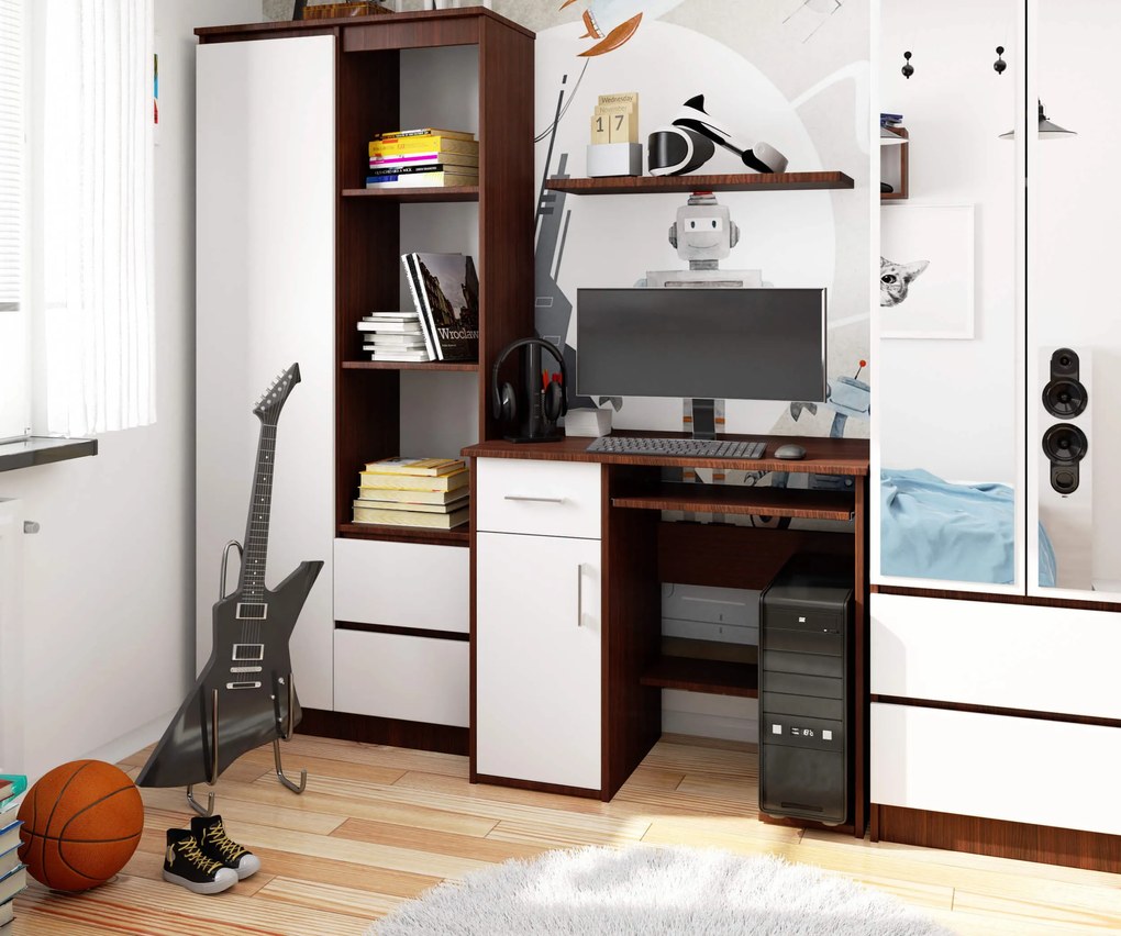 Masă PC Jaloms (wenge + Alb). 1069702