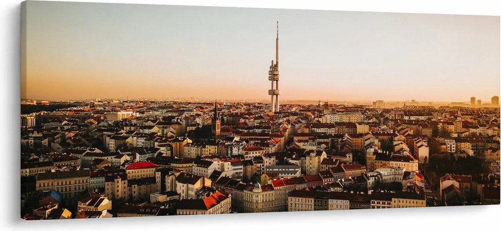 Tablou apusului de soare deasupra orașului Zizkov (120x50 cm)