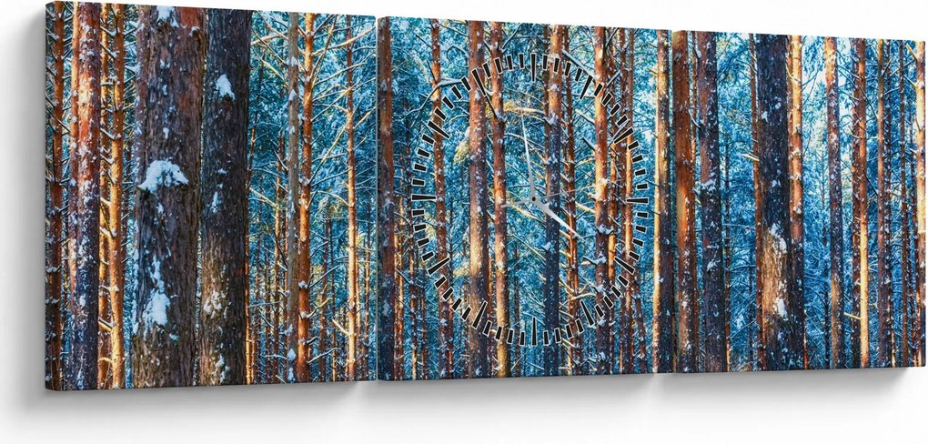 Tablou - Pădurea iarna (cu ceas) (90x30 cm)