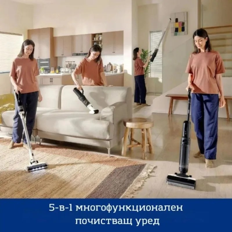 Aspirator vertical fara fir Floor One Switch S6 FW301400FR, 230W, Uscat/Umed, Flashdry cu autocuratare, Autonomie 65 min, Filtru pentru par animale de companie, Negru