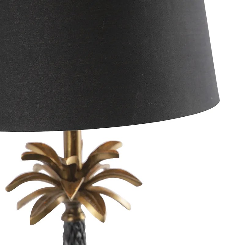 Lampă de masă Art Deco bronz cu abajur negru 35 cm - Areka