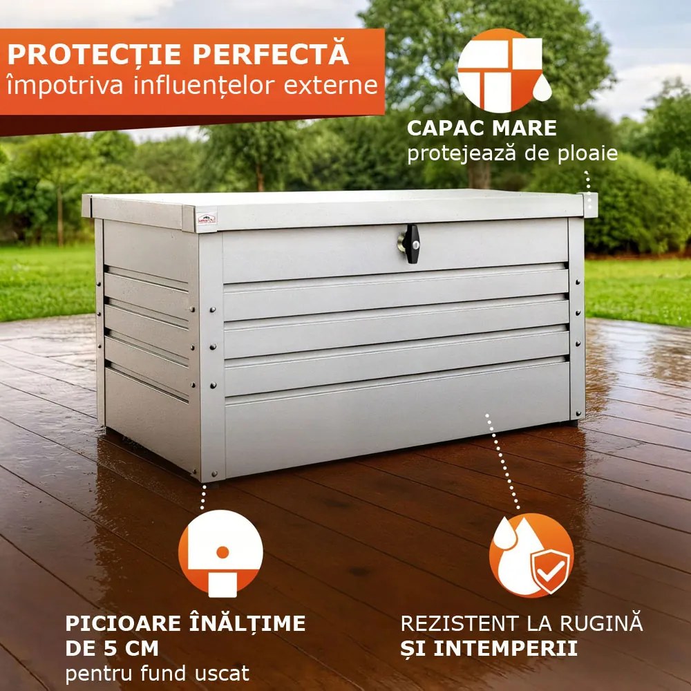 Cutie metalică de depozitare METALBOX, 385 l, 120×62×63cm, gri Gardebruk