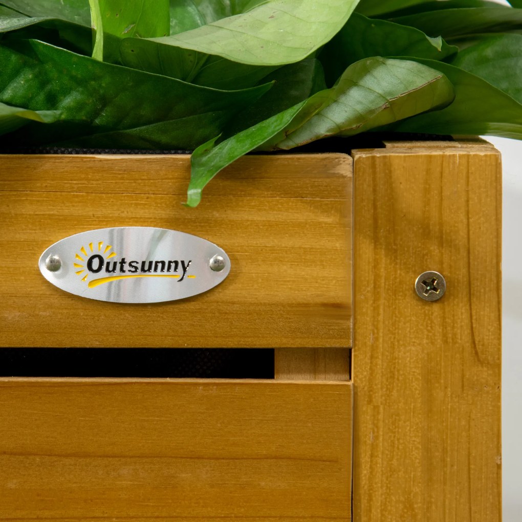 Outsunny Pat de legume cu masa de lucru pliabila, lemn masiv lacuit, captuseala interioara din material netesut, 64cm x 63cm x 74.5cm | Aosom Romania