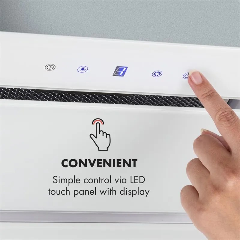 Klarstein Hektor, hotă de aspirare încastrată, 52 cm, 530 m³/h, LED, tactil, sticlă